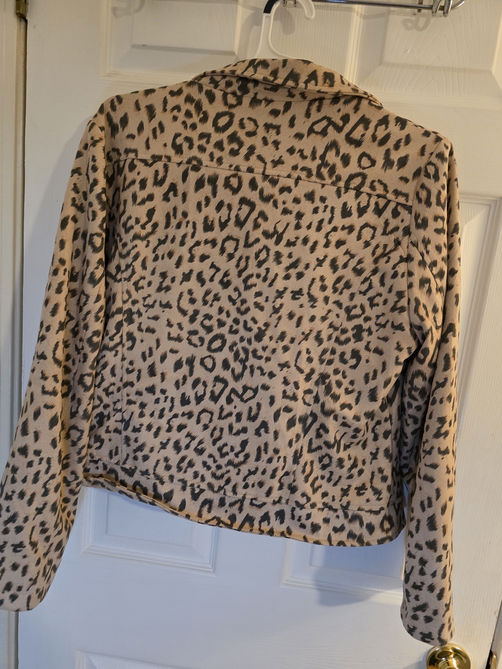 Andree Leopard Print Moto Jacket in Beige - Picture 2 of 4